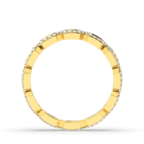 Pave Setting Round Yellow Gold Ecliptic enigma Eternity Diamond Rings