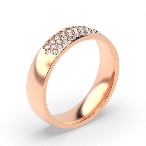 Pave Setting Round Rose Gold Solar flare Eternity Diamond Rings