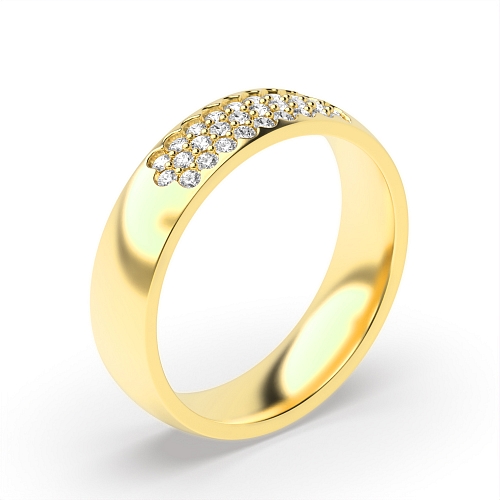 Pave Setting Round Yellow Gold Solar flare Eternity Diamond Rings