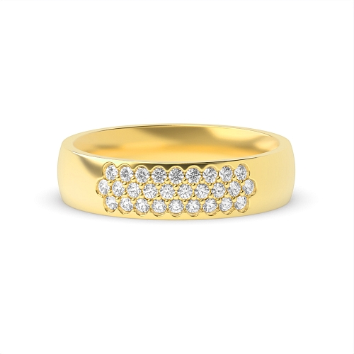 Pave Setting Round Yellow Gold Solar flare Eternity Diamond Rings