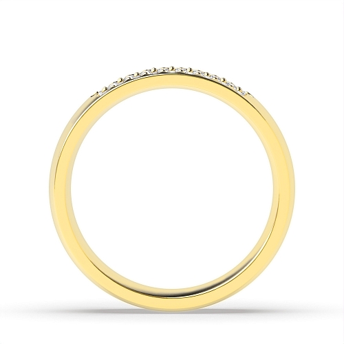 Pave Setting Round Yellow Gold Solar flare Eternity Diamond Rings