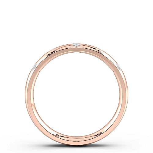 Flush Setting Round Rose Gold Classic zig zag Band Diamond Rings