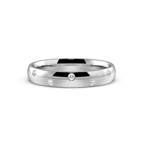 Flush Setting Round White Gold Classic zig zag Band Diamond Rings