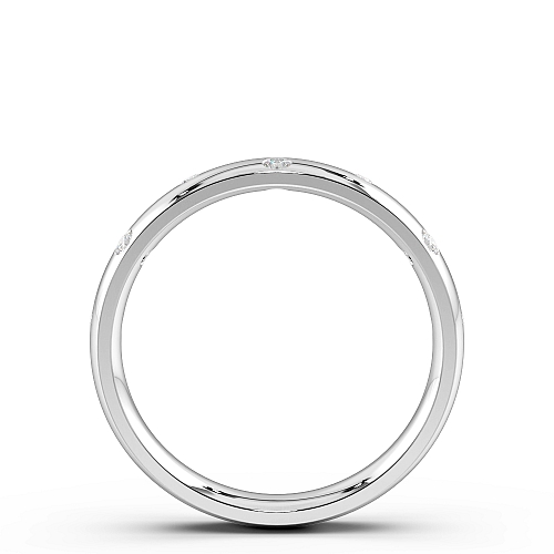 Flush Setting Round White Gold Classic zig zag Band Diamond Rings