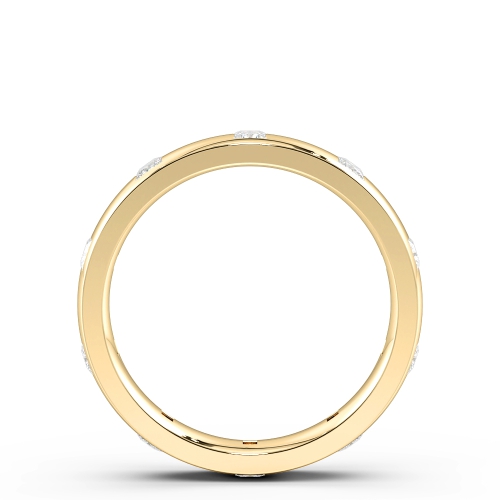 Flush Setting Princess Yellow Gold Soleilcharm Band Diamond Rings