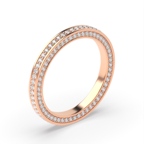 Pave Setting Round Rose Gold Full Eternity Wedding Rings & Bands