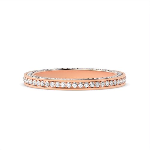 Pave Setting Round Rose Gold Exclusive Eternity Diamond Rings