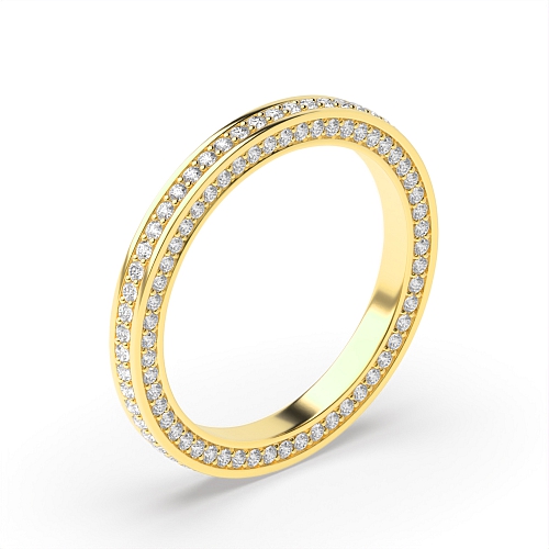 Pave Setting Round Yellow Gold Exclusive Eternity Diamond Rings