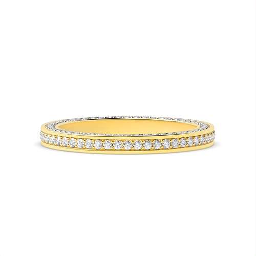 Pave Setting Round Yellow Gold Exclusive Eternity Diamond Rings