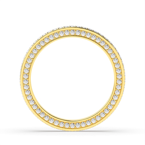 Pave Setting Round Yellow Gold Exclusive Eternity Diamond Rings