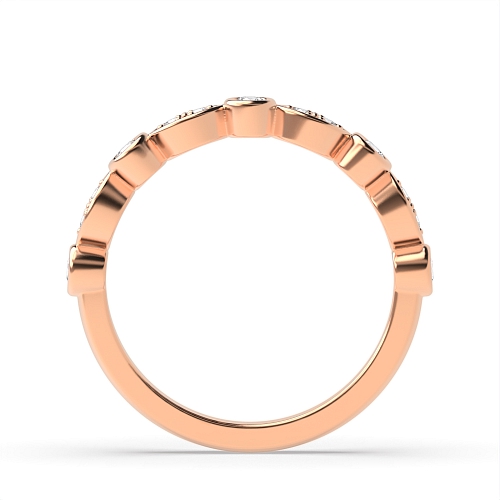 Pave Setting Round Rose Gold Wavy round and leaf design Unusual Wedding Diamond Rings