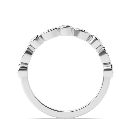 Pave Setting Round White Gold Wavy round and leaf design Unique Eternity Bands Diamond Rings