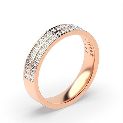 Channel Setting Baguette Rose Gold 2 row Eternity Diamond Rings