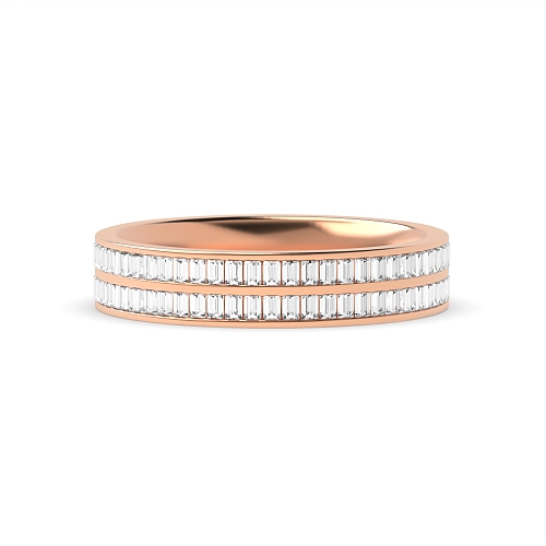 Channel Setting Baguette Rose Gold 2 row Eternity Diamond Rings