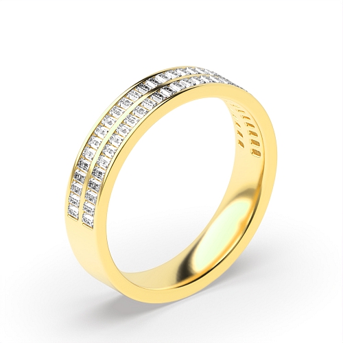 Channel Setting Baguette Yellow Gold 2 row Eternity Diamond Rings