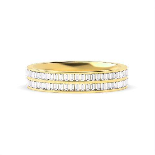 Channel Setting Baguette Yellow Gold 2 row Eternity Diamond Rings
