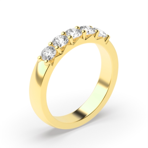 4 Prong Round Yellow Gold Five Stone Diamond Rings