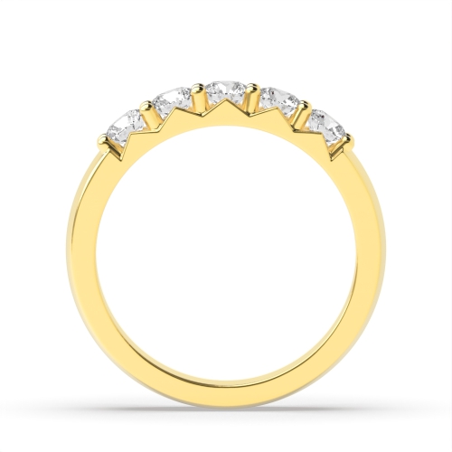 4 Prong Round Yellow Gold Five Stone Diamond Ring