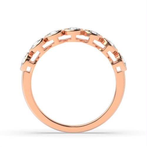 Bezel Setting Round Rose Gold Starlight orbit Eternity Diamond Rings