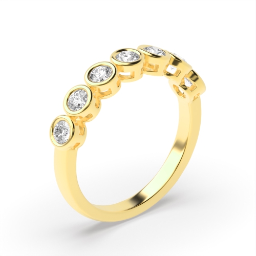 Bezel Setting Round Yellow Gold Starlight orbit Eternity Diamond Rings