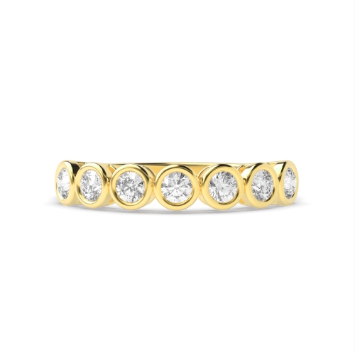 Bezel Setting Round Yellow Gold Starlight orbit Eternity Diamond Rings
