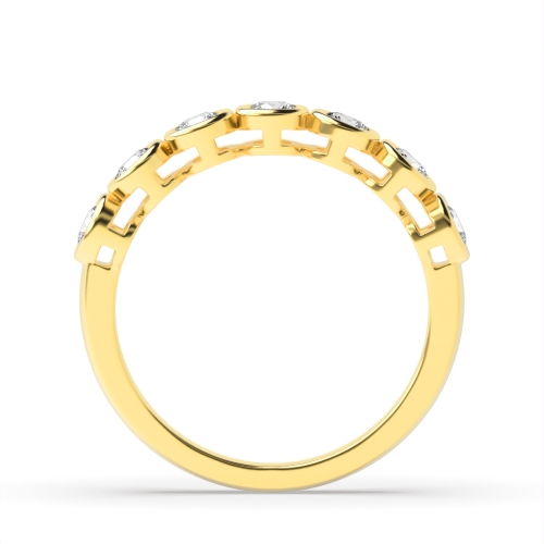 Bezel Setting Round Yellow Gold Starlight orbit Eternity Diamond Rings