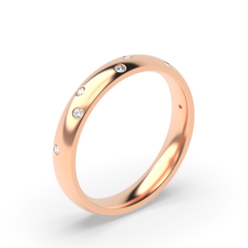 Channel Setting Round Rose Gold Court Band Diamond Rings