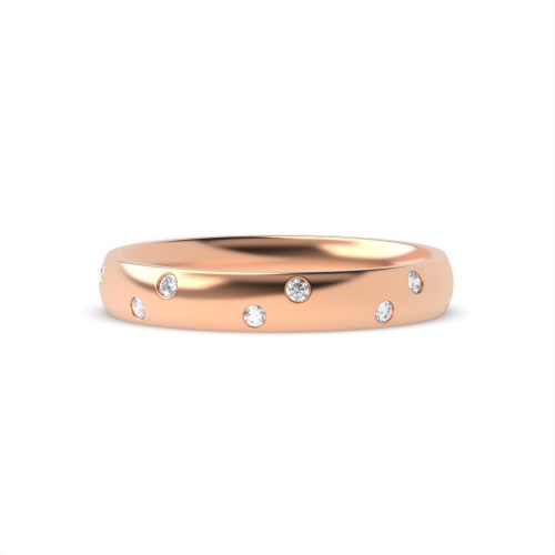 Channel Setting Round Rose Gold Court Band Diamond Rings