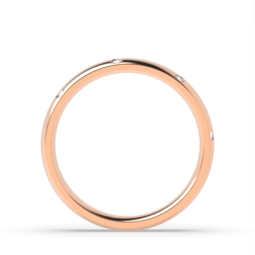 Channel Setting Round Rose Gold Court Band Diamond Rings
