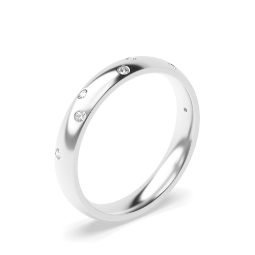 Channel Setting Round White Gold Court Band Diamond Rings