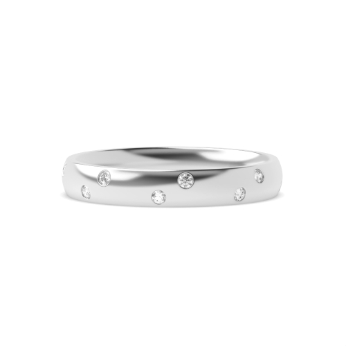 Channel Setting Round White Gold Court Band Diamond Rings