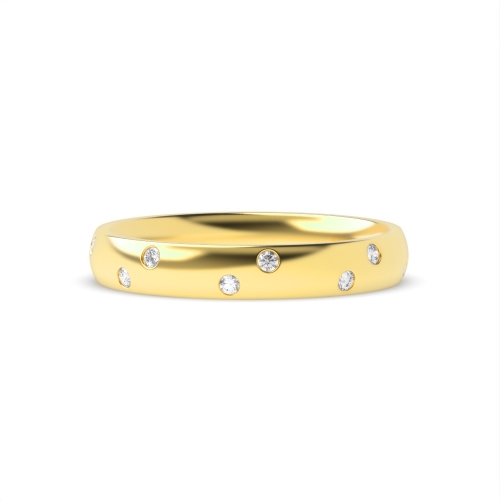 Channel Setting Round Yellow Gold Court Band Diamond Rings