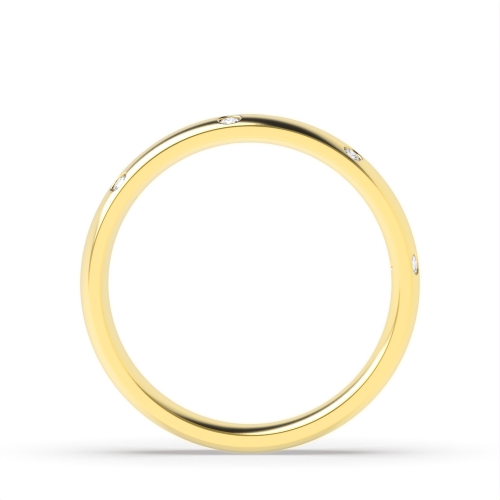 Channel Setting Round Yellow Gold Court Band Diamond Rings