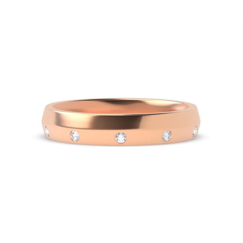 Channel Setting Round Rose Gold Knife edge one sided diamond Band Diamond Rings