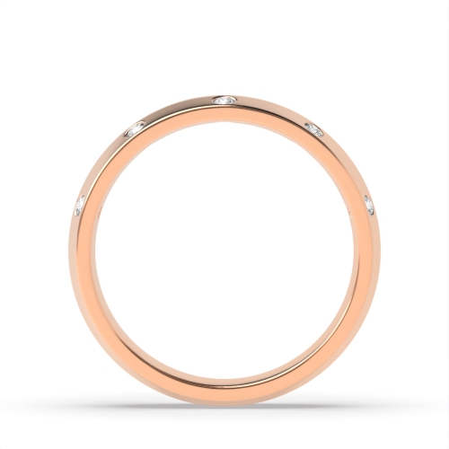 Channel Setting Round Rose Gold Knife edge one sided diamond Band Diamond Rings