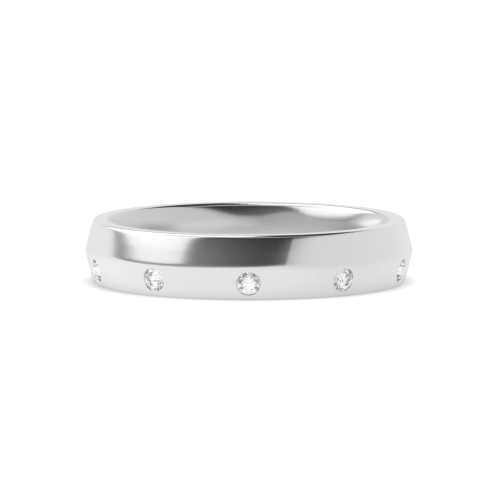 Channel Setting Round White Gold Knife edge one sided diamond Band Diamond Rings