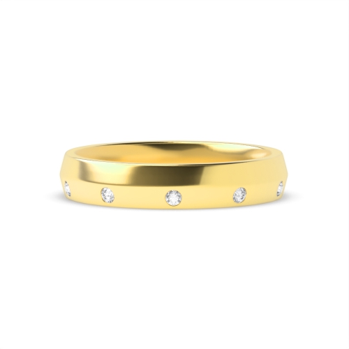 Channel Setting Round Yellow Gold Knife edge one sided diamond Band Diamond Rings