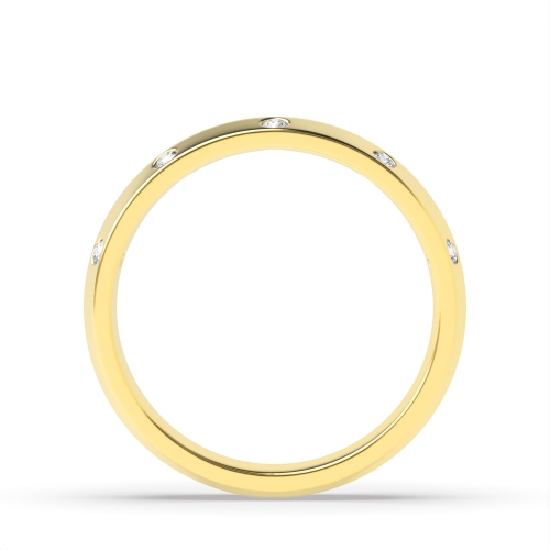 Channel Setting Round Yellow Gold Knife edge one sided diamond Band Diamond Rings