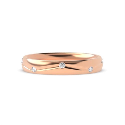Channel Setting Round Rose Gold Wavy channel Band Diamond Rings
