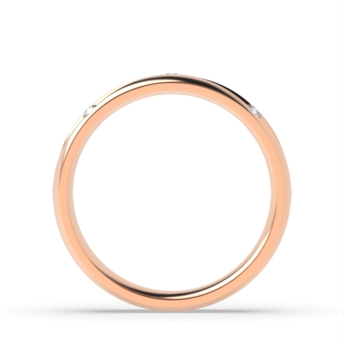 Channel Setting Round Rose Gold Wavy channel Band Diamond Rings
