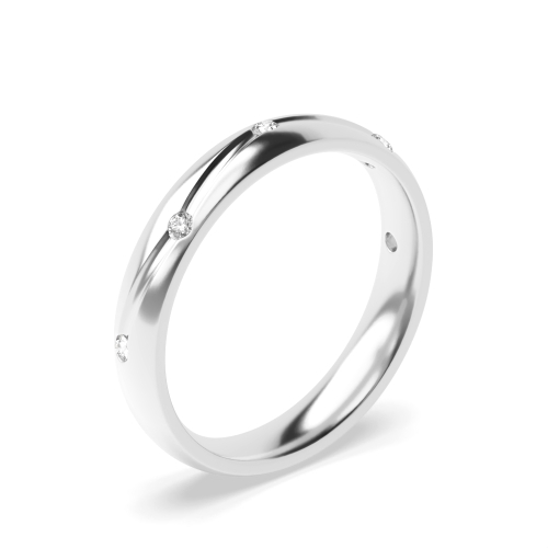 Channel Setting Round White Gold Wavy channel Band Diamond Rings