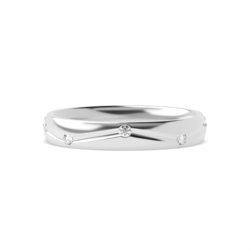 Channel Setting Round White Gold Wavy channel Band Diamond Rings
