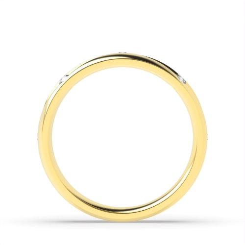 Channel Setting Round Yellow Gold Wavy channel Band Diamond Rings