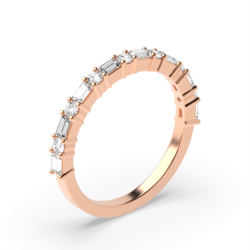 4 Prong Baguette Rose Gold And round Eternity Diamond Rings