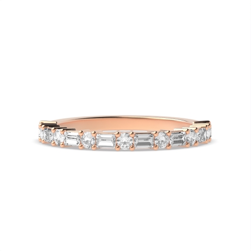 4 Prong Baguette Rose Gold And round Eternity Diamond Rings