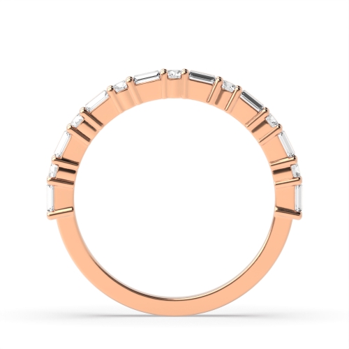 4 Prong Baguette Rose Gold And round Eternity Diamond Rings