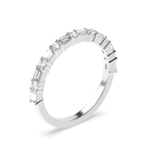 4 Prong Baguette and round Half Eternity Diamond Ring