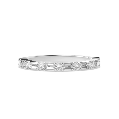 4 Prong Baguette and round Half Eternity Diamond Ring