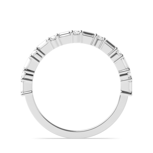 4 Prong Baguette and round Half Eternity Diamond Ring