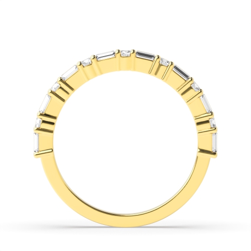 4 Prong Baguette Yellow Gold And round Eternity Diamond Rings